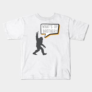 What's Up Brother Funny Bigfoot Comic Speech Bubble Gamer Typography Kids T-Shirt